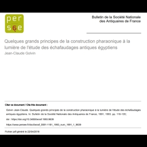Quelques grands principes de la construction pharaonique à la lumière de l'étude des échafaudages antiques égyptiens