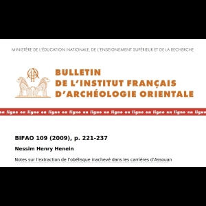 Notes sur l’extraction de l’obélisque inachevé dans les carrières d’Assouan