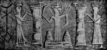 Sceau-Cylindre : Ea/Enki Dieu de la mine