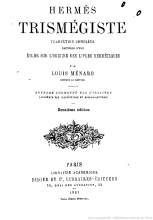 Hermès Trismégiste Louis menard 1827