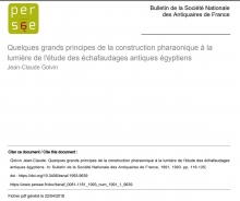 Quelques grands principes de la construction pharaonique à la lumière de l'étude des échafaudages antiques égyptiens